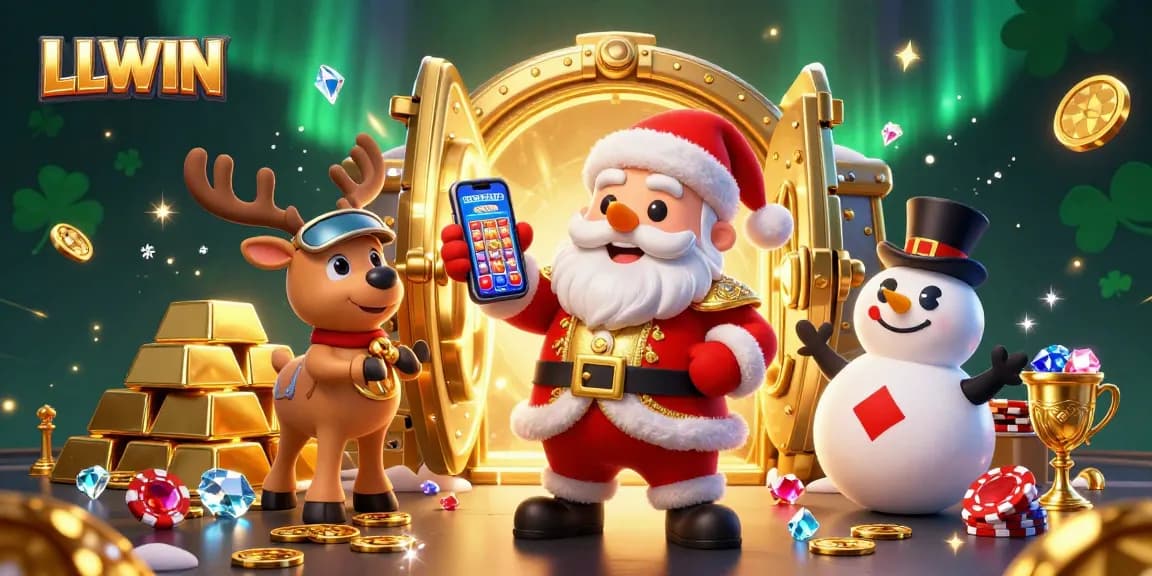 Experience thrilling jackpot action with LLWIN as Santa celebrates wins with his reindeer dealer and poker-chip snowman.