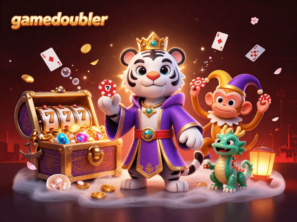 Experience thrilling gameplay at gamedoubler with stunning visuals of a tiger, monkey, and dragon in a vibrant casino atmosphere.