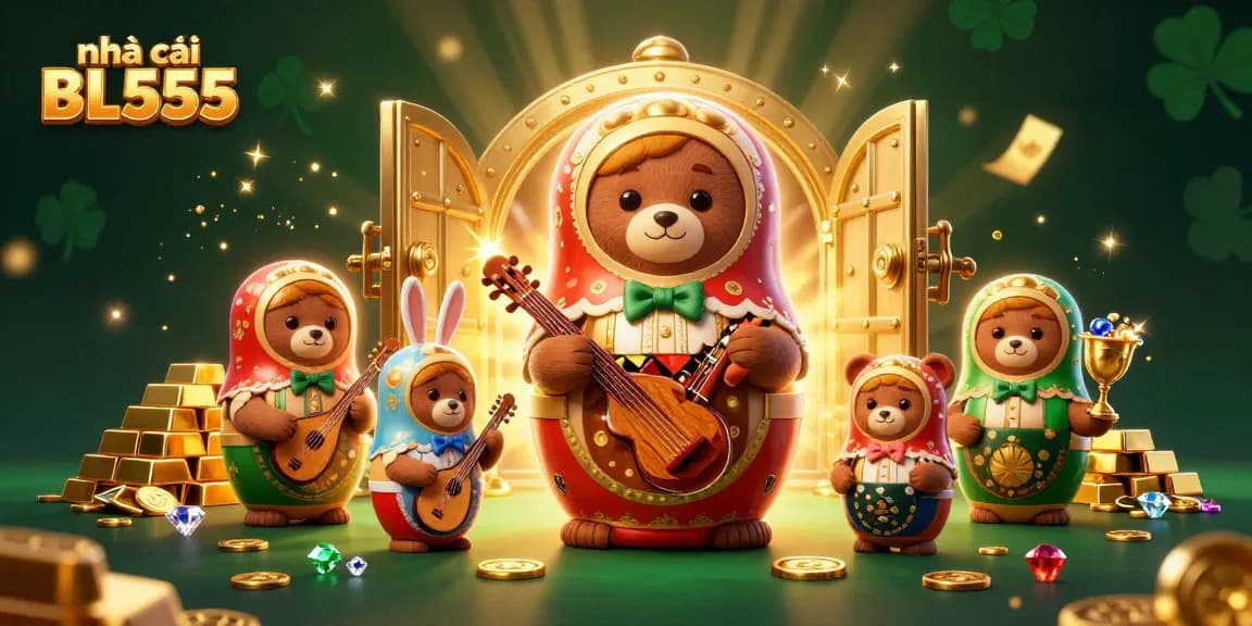 Engage with nhà cái BL555 through colorful casino-themed characters and vibrant treasures in a 3D casino world.