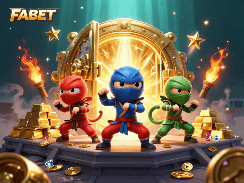 Experience thrilling FABET action with ninja chameleons amidst treasures and excitement.