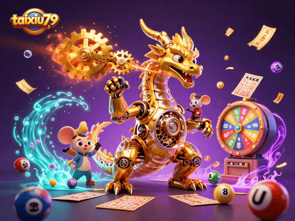 Engage with taixiu79's thrilling casino experience featuring a golden dragon and dynamic lottery elements.