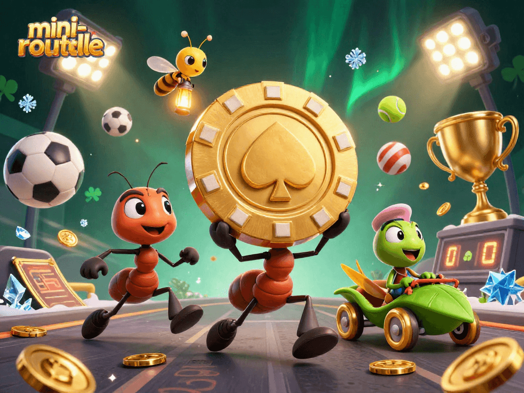 Experience thrilling mini-roulette action as ants execute a heist with a giant poker chip.