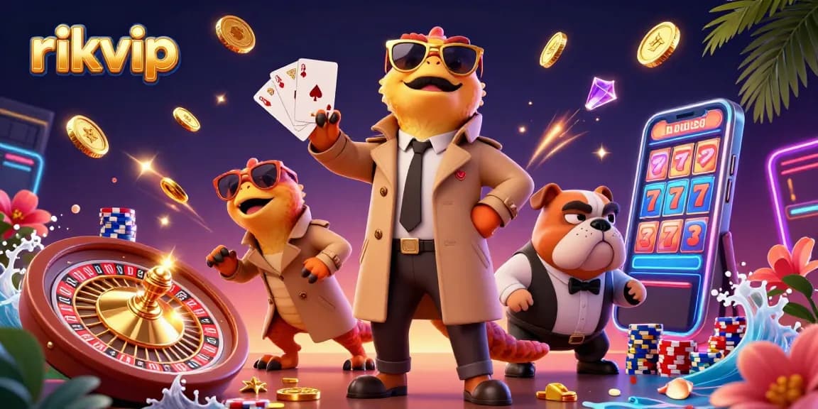 Engage with rikvip and encounter fun in a dynamic casino scene filled with thrilling game elements.