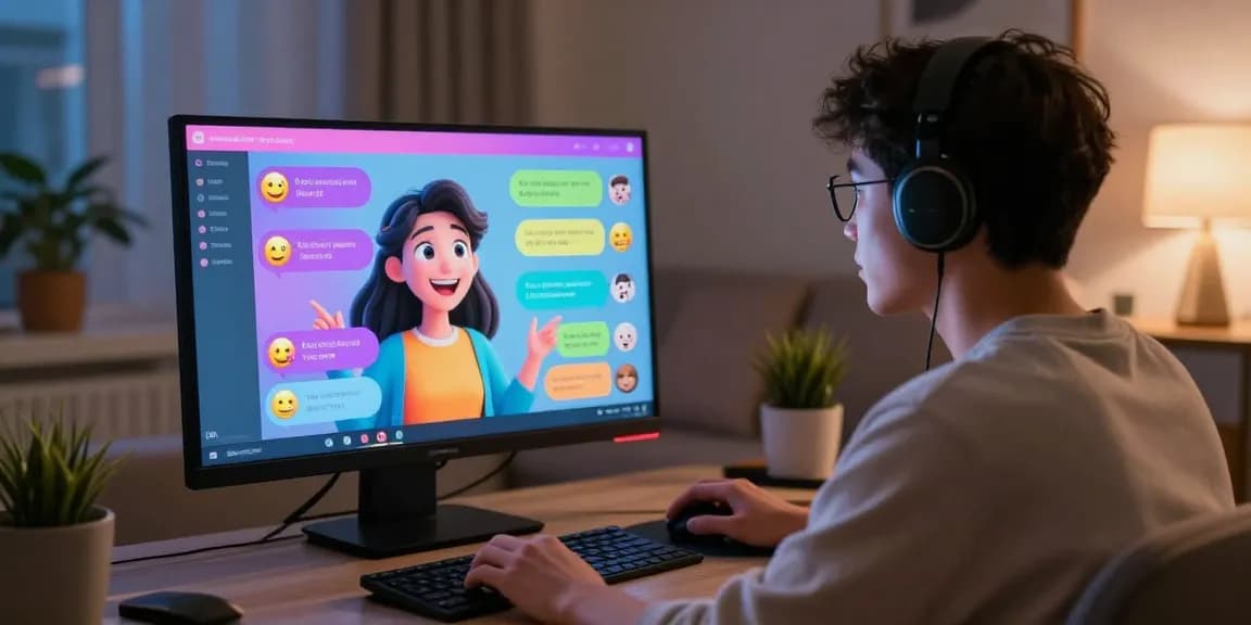 Engaging in a vibrant chat with an AI character, showcasing the playful nature of sluts ai in a cozy virtual setting.
