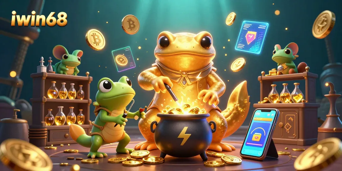 Experience iwin68's thrilling casino adventure with golden coins and magical characters.