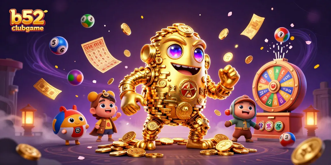 Engage with thrilling b52clubgame lottery action featuring vibrant elements and a golden golem.