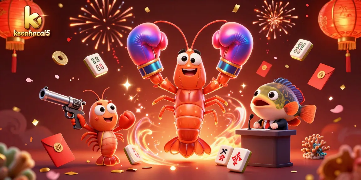 Engage in thrilling gameplay with keonhacai5 featuring vibrant 3D cartoon characters, jackpots, and festive elements.