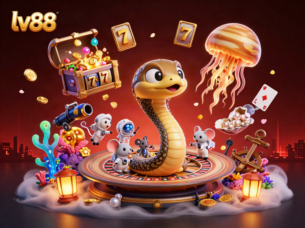 Bet on winning spins at lv88 with a vibrant cosmic casino scene featuring a roulette wheel.