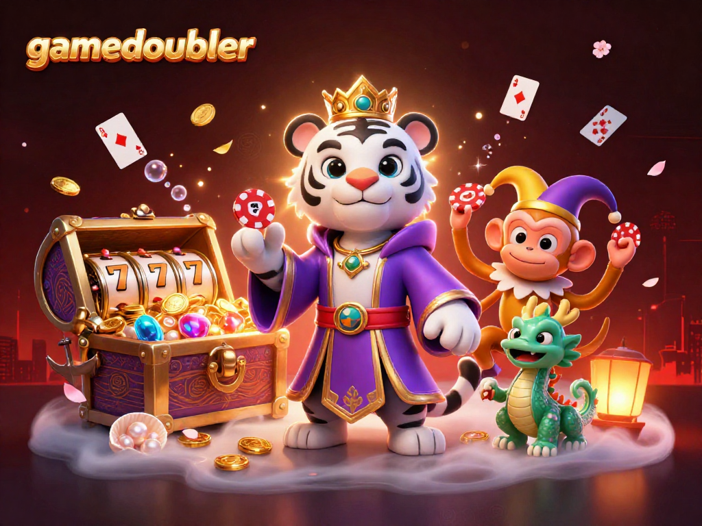 Experience thrilling gameplay at gamedoubler with stunning visuals of a tiger, monkey, and dragon in a vibrant casino atmosphere.