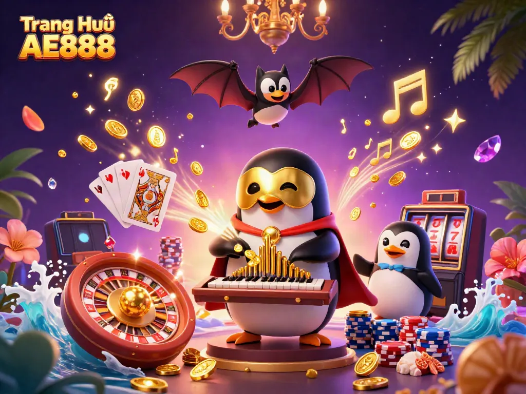 Experience the thrilling gameplay at Trang Chủ AE888 with vibrant scenes of casino excitement and winning moments.