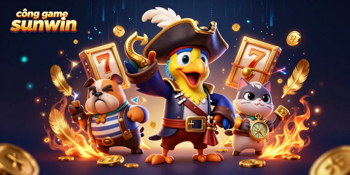 Experience the excitement of cổng game sunwin with animated characters, gold coins, and vibrant casino elements.