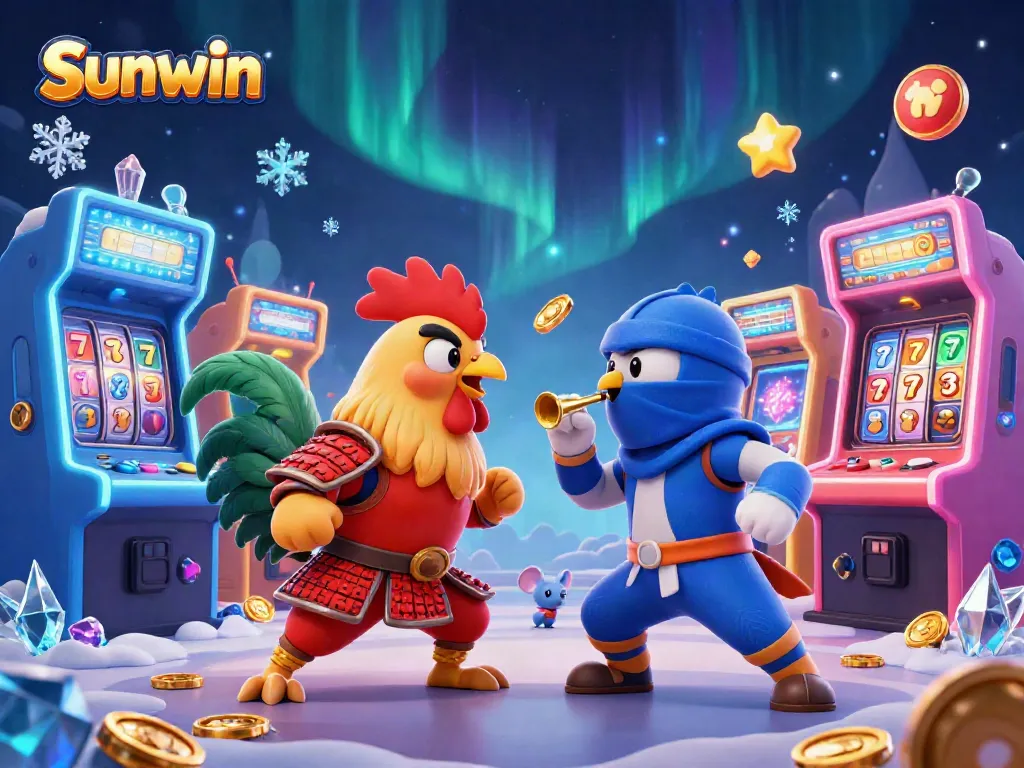 Engage in thrilling battles at Sunwin with epic rooster fight animations and vibrant game graphics.