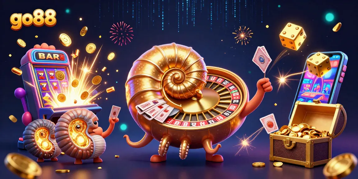 Engage in thrilling games at go88 with a vibrant 3D casino illustration showcasing excitement.