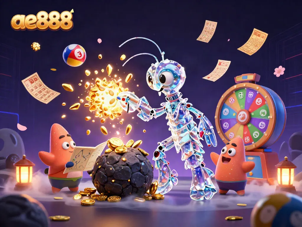 Experience thrilling gameplay with ae888, showcasing colorful lottery elements and dynamic casino action.