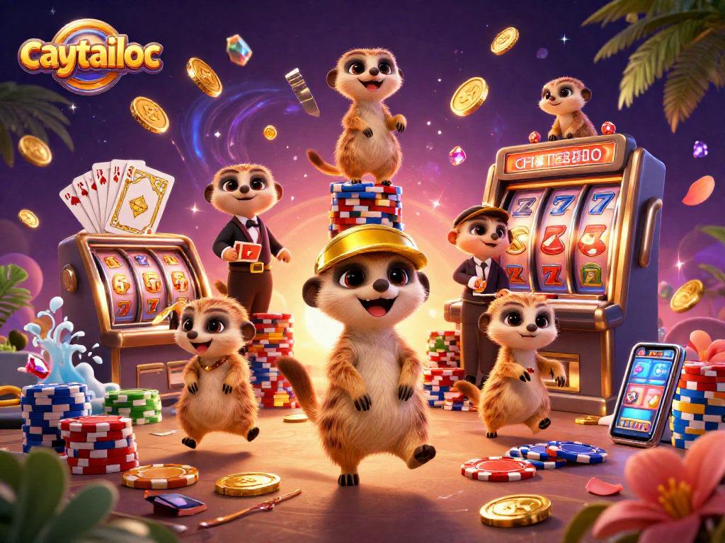 Engage with caytailoc through a vibrant 3D meerkat casino scene filled with action and excitement.