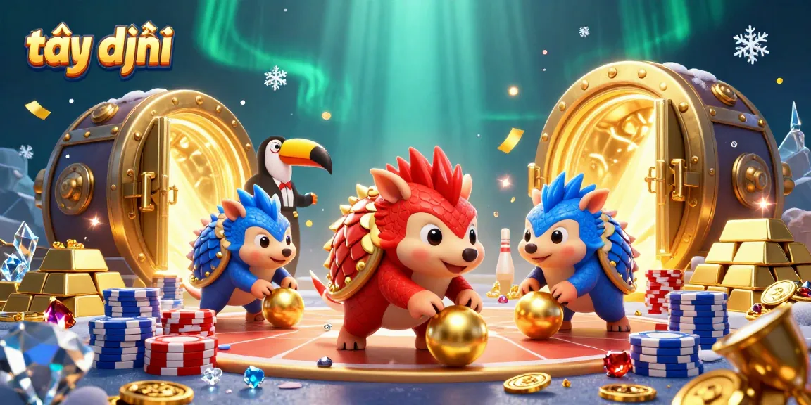 Spin and win big at tại đây with vibrant pangolins and dazzling treasure in this thrilling casino scene.