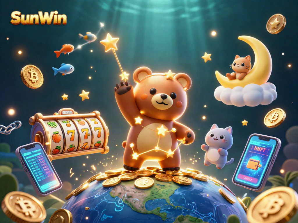 Engage with SunWin's vibrant online gaming world featuring cosmic elements and slot machines