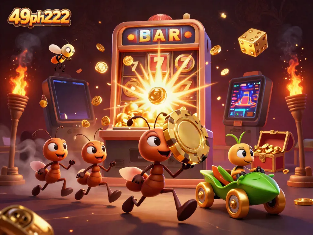 Experience exhilarating action with ants carrying a poker chip at 49ph222.