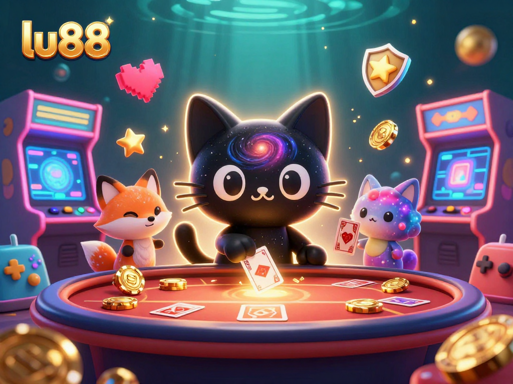 Engage with exciting casino fun at lu88, featuring a black hole cat and cosmic elements.