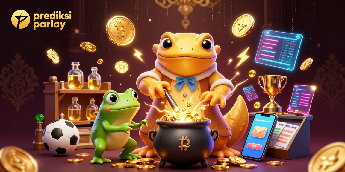 Place bets with accurate prediksi parlay strategies, amidst vibrant gold alchemy and dynamic sports elements.