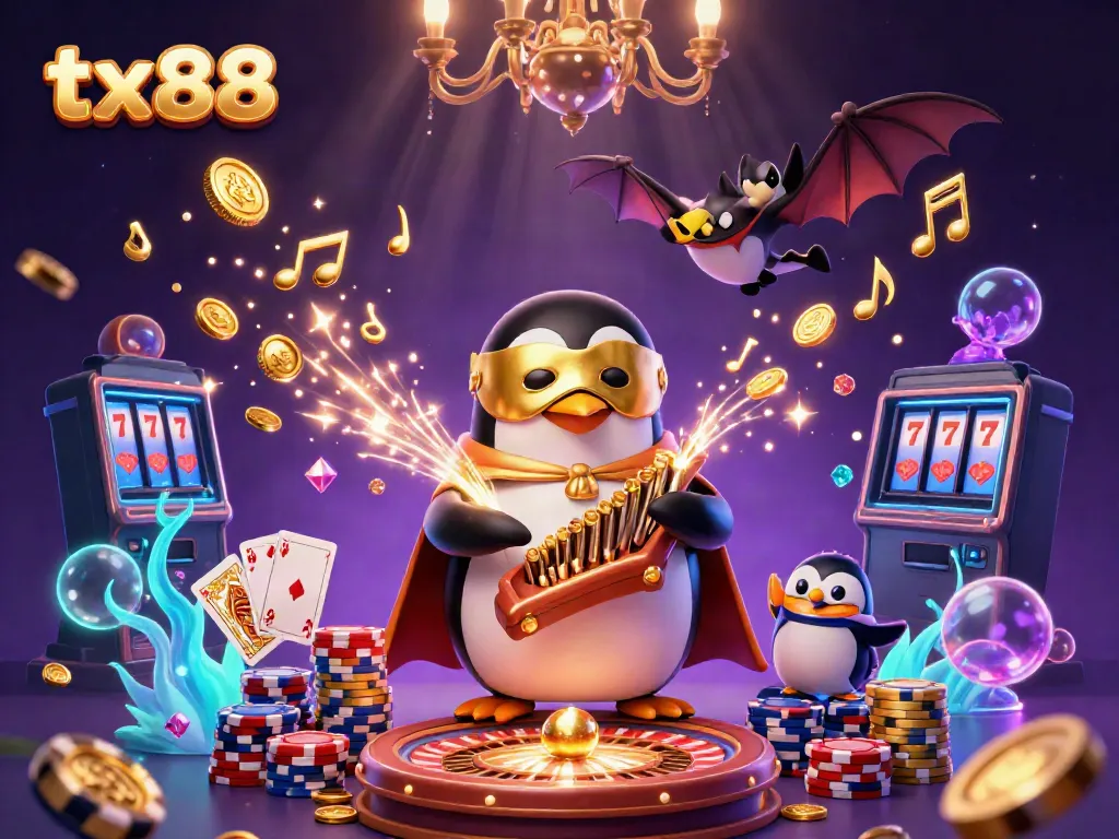 Experience the thrill of tx 88 gambling with dynamic illustrations of casino elements and characters.