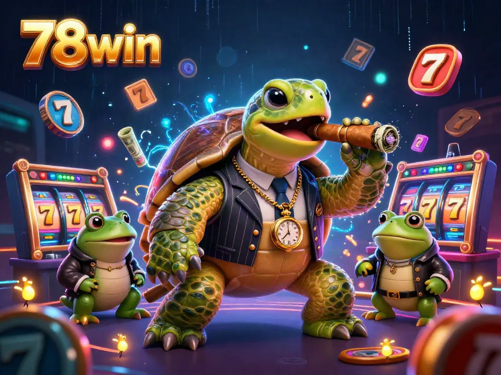 Experience thrilling wins at 78win with a vibrant scene of characters and games in a casino environment.