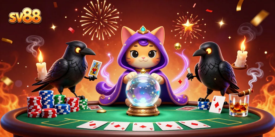 sv88 reveals high-stakes poker intensity with a 3D mystical gaming scene of fortune and strategy.