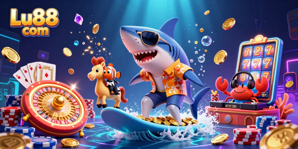 Experience Lu88 com with a vibrant underwater casino scene featuring lively characters and exciting game elements.