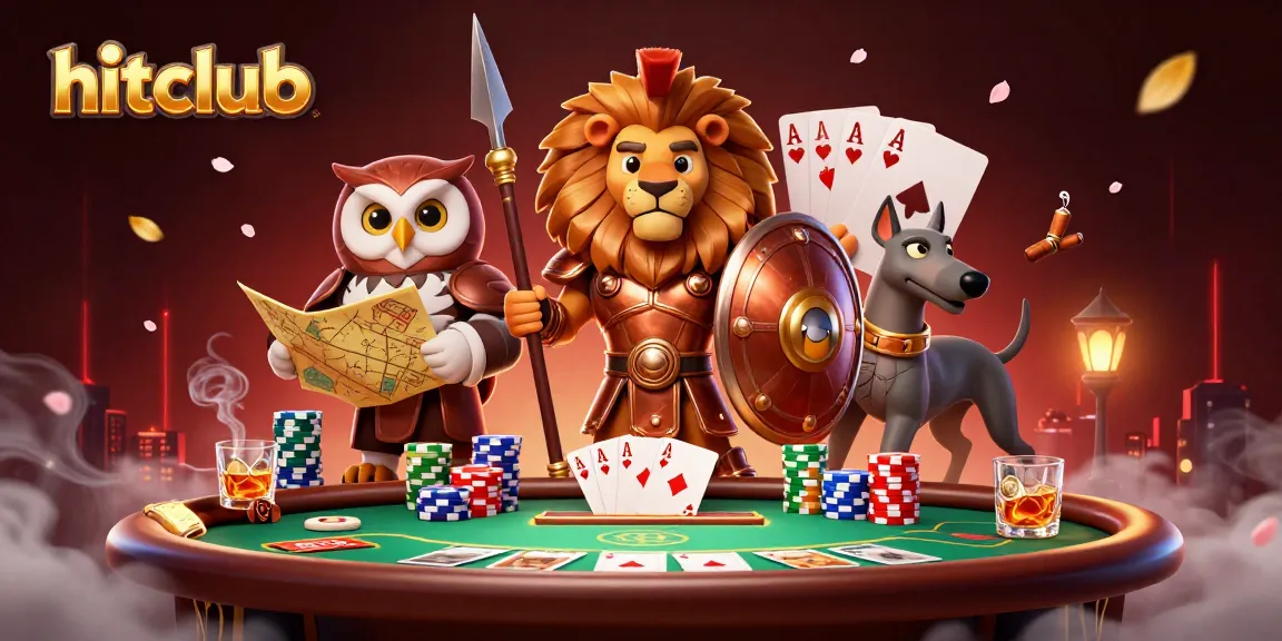 Experience thrilling gameplay at Hitclub with a vibrant 3D casino scene showcasing cards and chips.