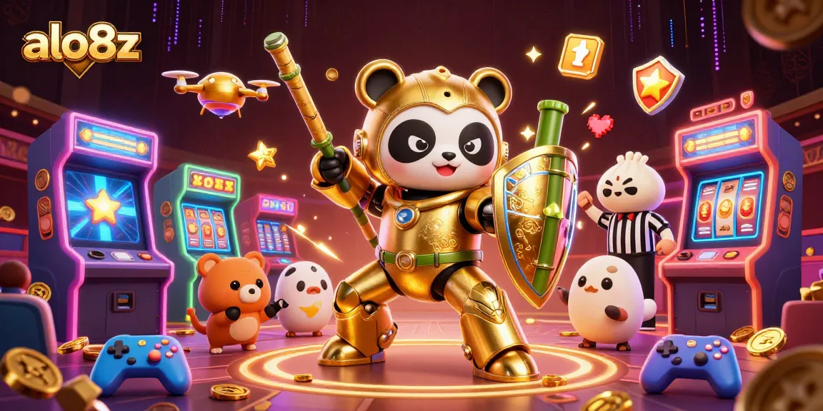 Engage with the immersive gaming experience at alo8z, showcasing a vibrant 3D casino scene with dynamic slot elements.