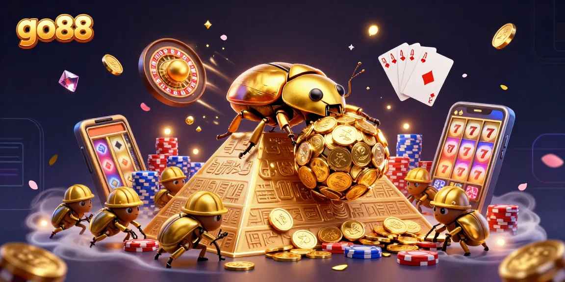 Experience go88's thrilling casino adventures with vibrant 3D characters and shimmering coins.