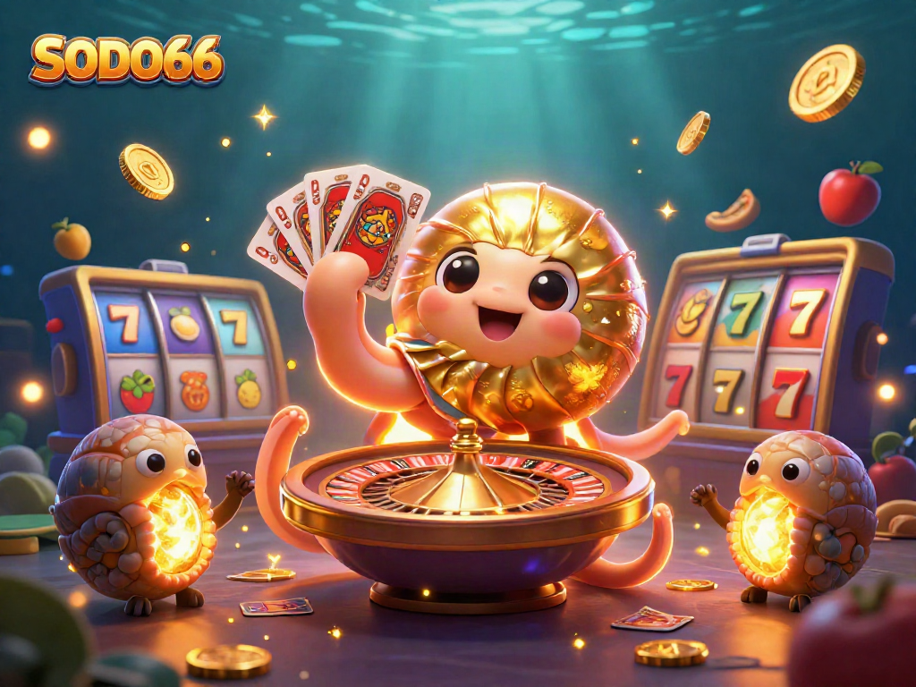 SODO66 gamblers spin slot reels and win with a dazzling casino scene full of excitement.