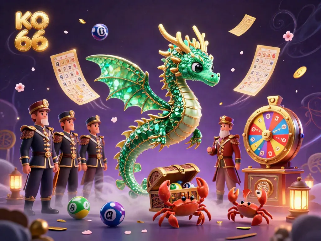 Experience thrilling gameplay at KO 66 with colorful lottery elements and a magical sea dragon.