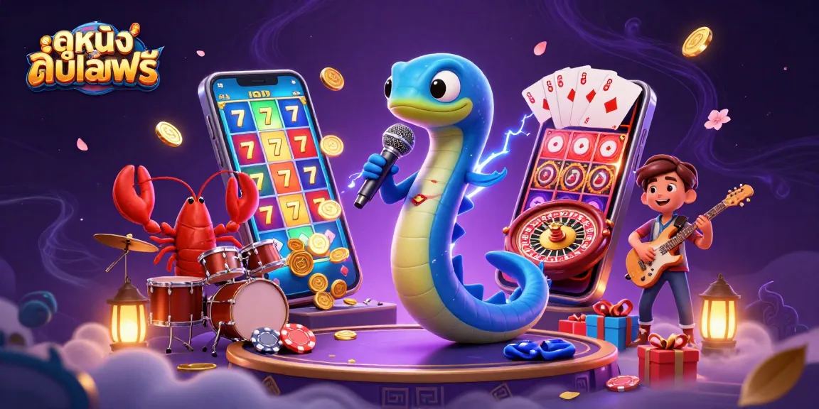 Experience the thrill of ดูหนังออนไลน์ฟรี with a vibrant, casino-themed underwater scene featuring an electric eel DJ and interactive gaming elements.