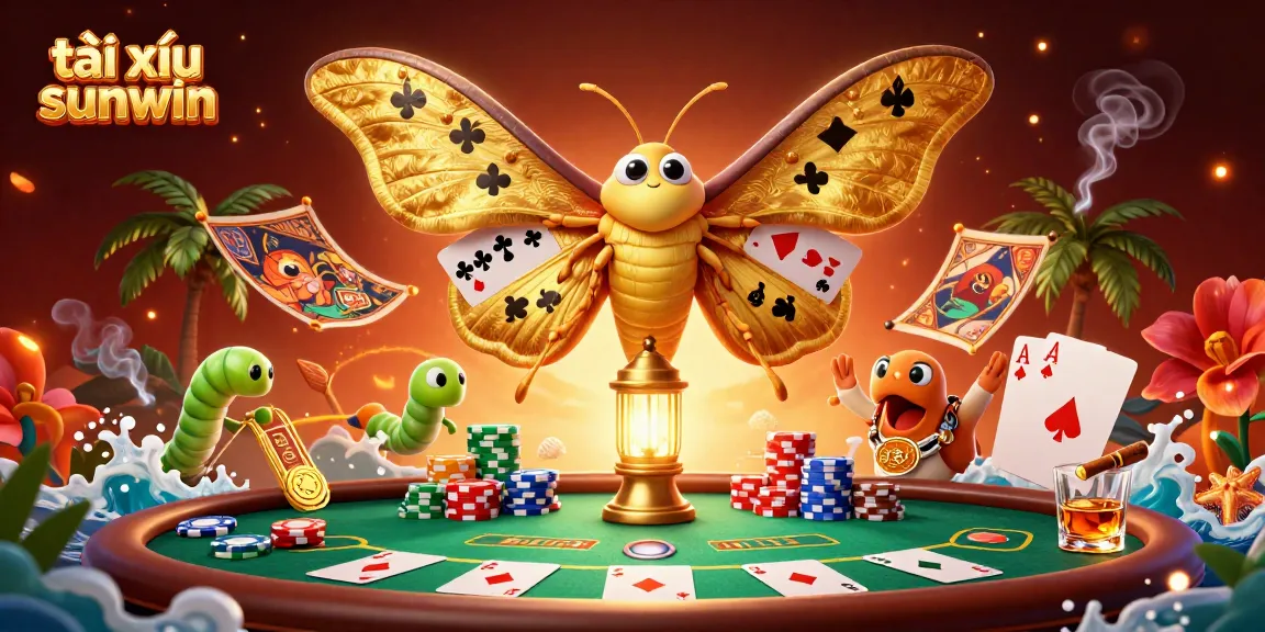 Tài xỉu sunwin enticing players with vibrant casino scenes and poker action in a colorful 3D illustration.