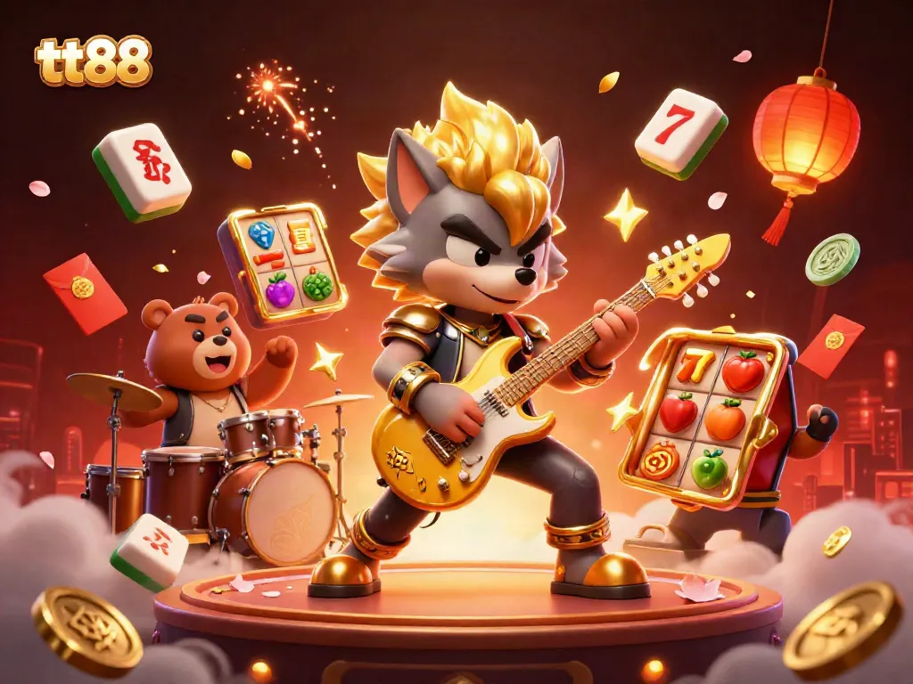 Experience the thrill of tt88 slots with energetic characters and vibrant casino elements.