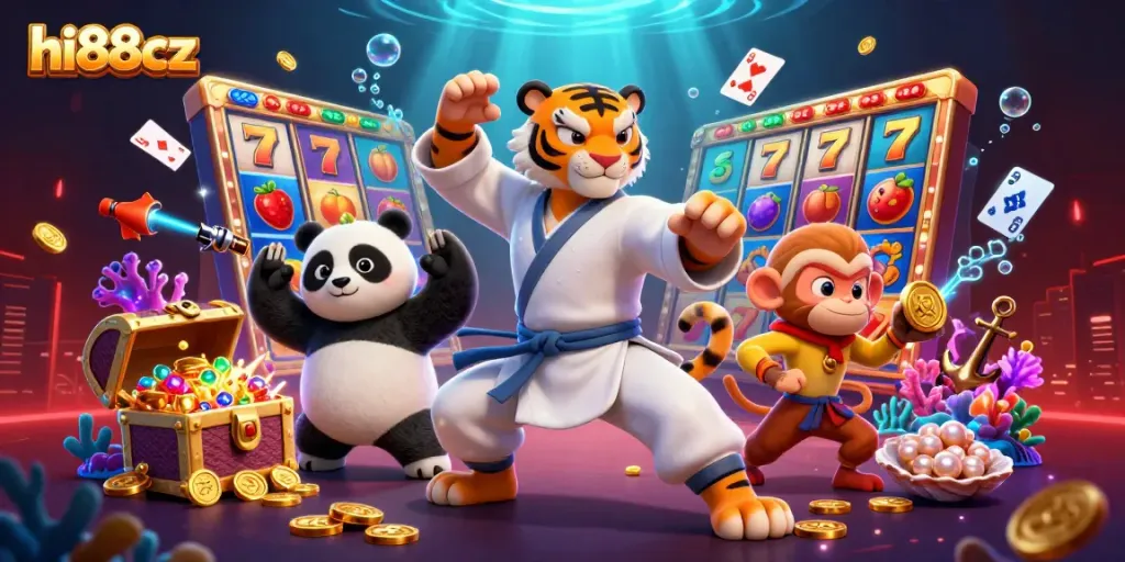 Engage with hi88cz's thrilling slots experience featuring dynamic visuals of action-packed casino adventures.
