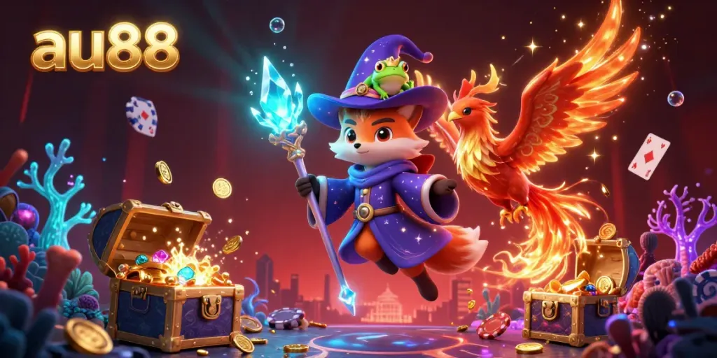 Experience thrilling features at au88 with a dynamic scene of casino games and magical elements.