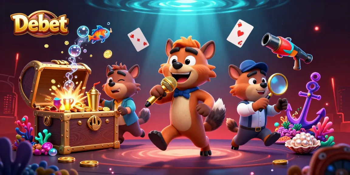 Engage in the thrilling Debet casino scene with hyena characters showcasing gambling entertainment.