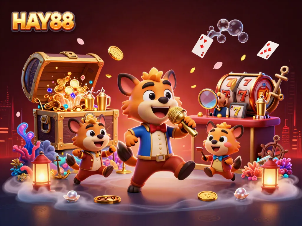 Experience the vibrant energy of HAY88 with hyenas managing a comedy casino club.