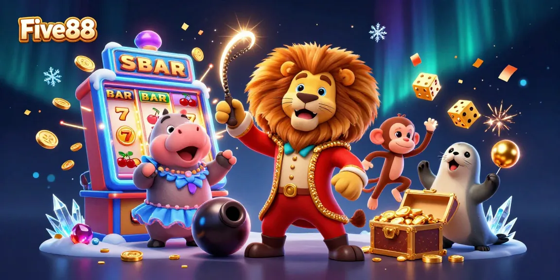 Experience the vibrant and dynamic Five88 casino world with lively characters and exciting game elements.