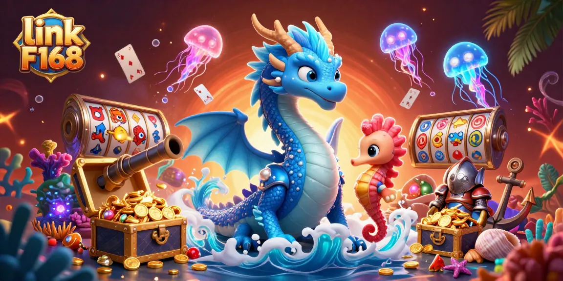 Level up your gaming with link F168, a vibrant scene of casino excitement featuring rich 3D elements.