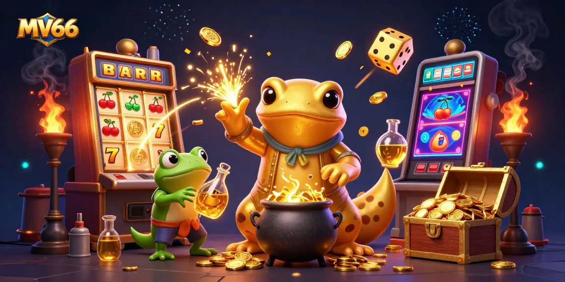 Experience thrilling gaming at MV66 with a fantasy casino scene featuring alchemists and jackpots.