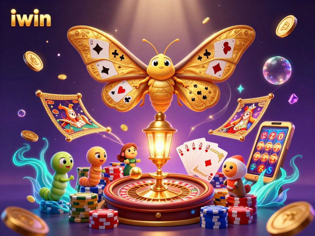 Experience thrilling iwin gameplay with an enchanted 3D cartoon scene full of vibrant casino elements.