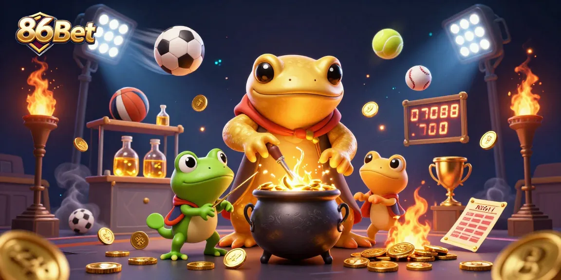 Engage with 86Bet through an enchanting scene of a golden salamander alchemist creating wealth.