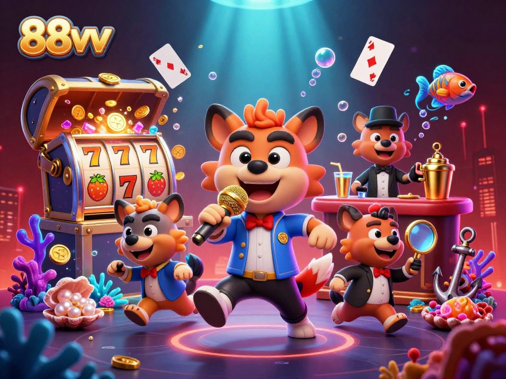 Experience joy in comedy casino antics with 88vv's hyena team and dynamic slot action.