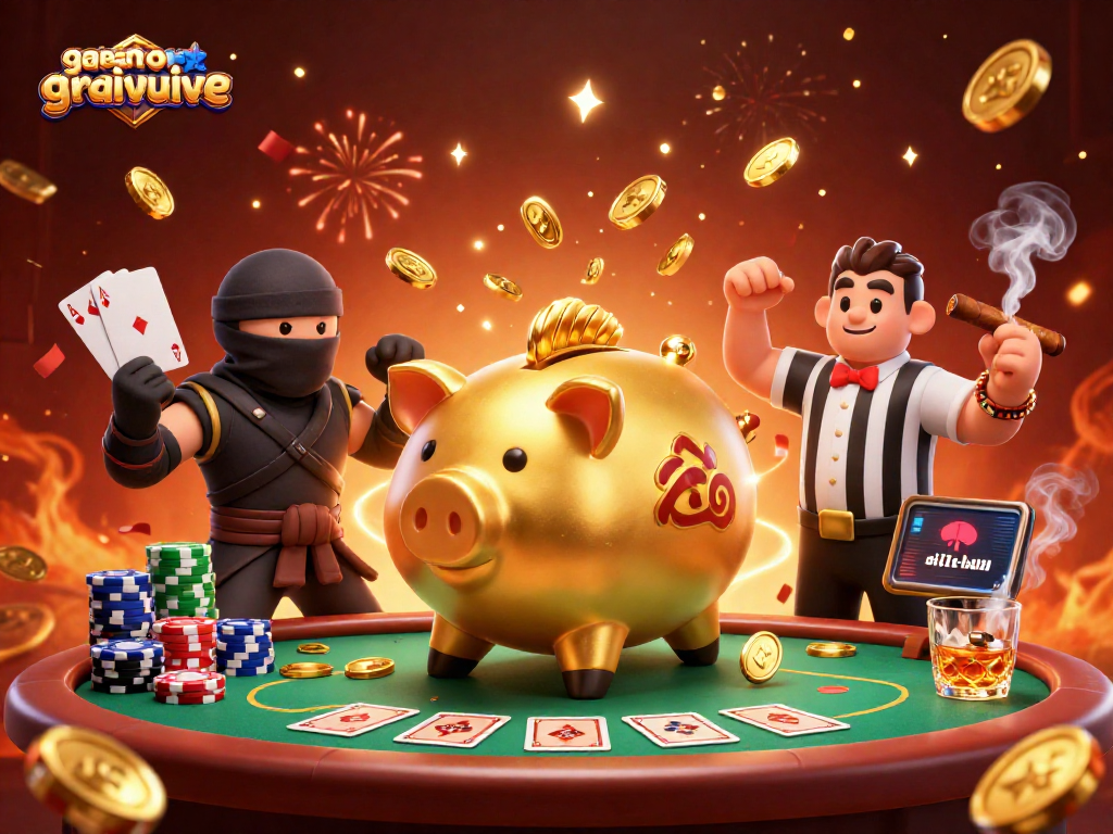 Experience thrilling action with gamenongtraivuive at a bustling casino, featuring dynamic characters.