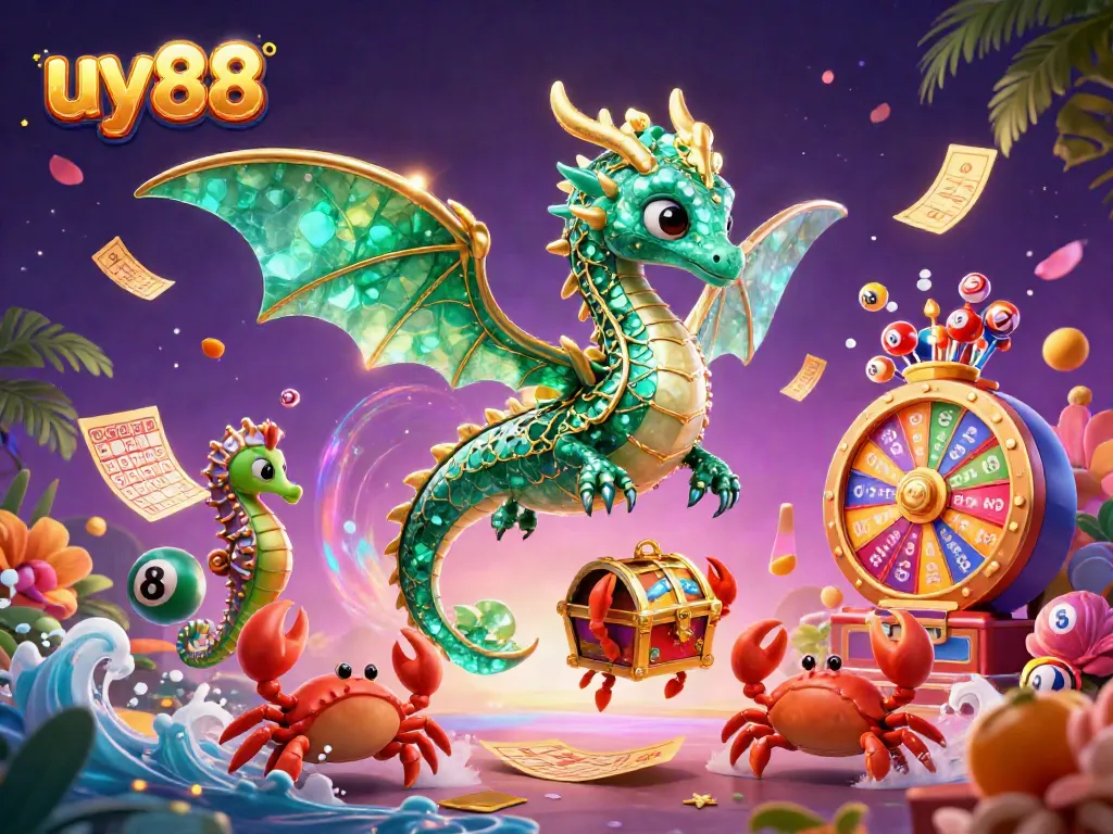 Experience thrilling gaming with uy88's vibrant sea dragon and engaging lottery balls.