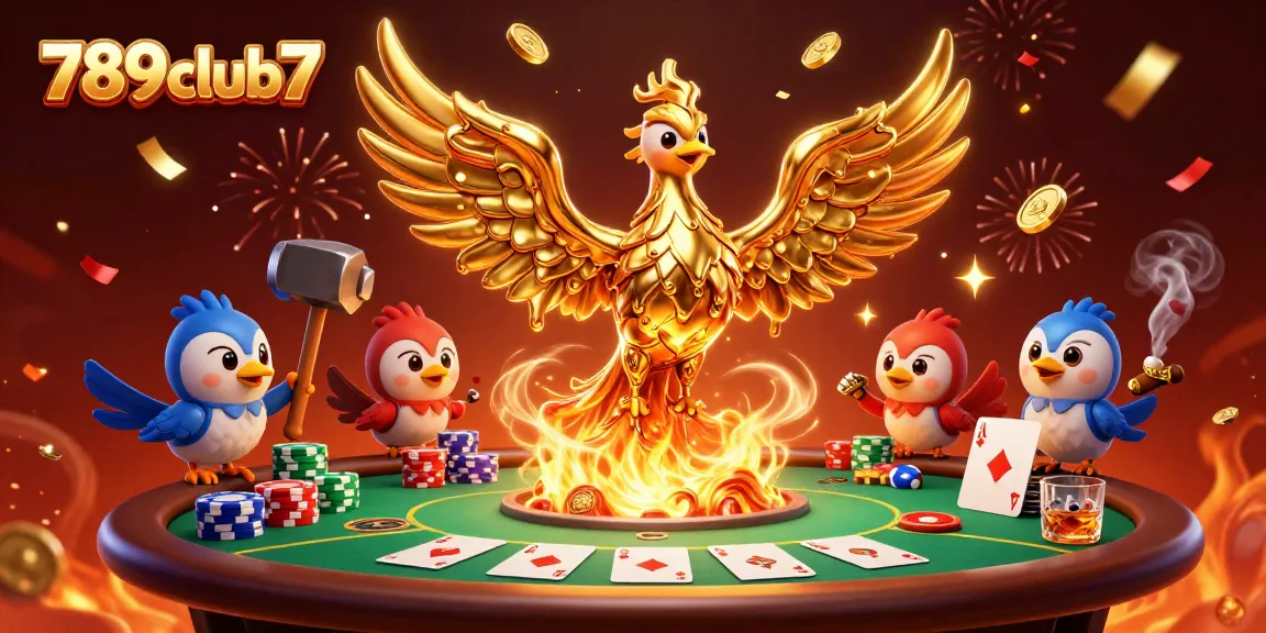 Win big at 789club7 with golden phoenix and poker chips celebrating your luck!
