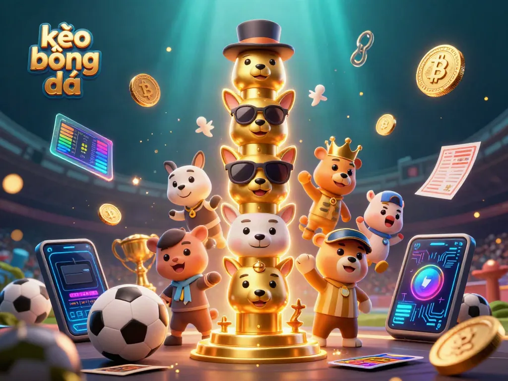 Engage with kèo bóng đá in a vivid sports betting scene full of vibrant characters and animated elements.